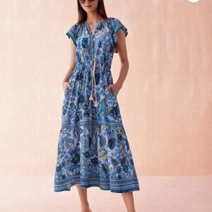 Omika Cora Bohemian Blue Midi Dress